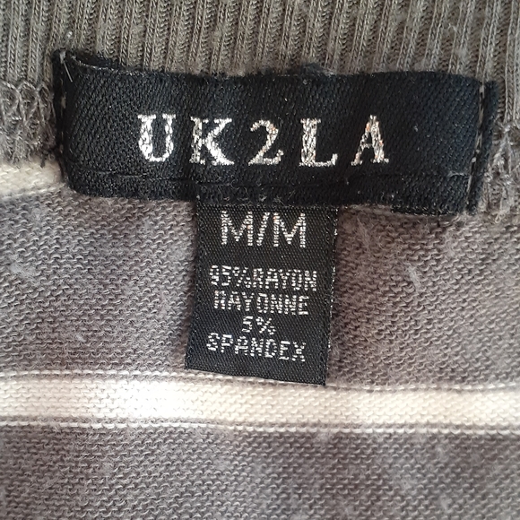 UK2LA Long Sleeve Grey & White Stripe Open Cardigan - Size M - Picture 3 of 3